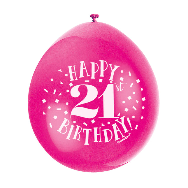 Balony Happy Birthday 21 lat 28cm 10szt