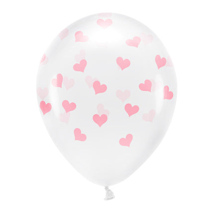 Balony białe jasnoróżowe serca 33cm 6szt