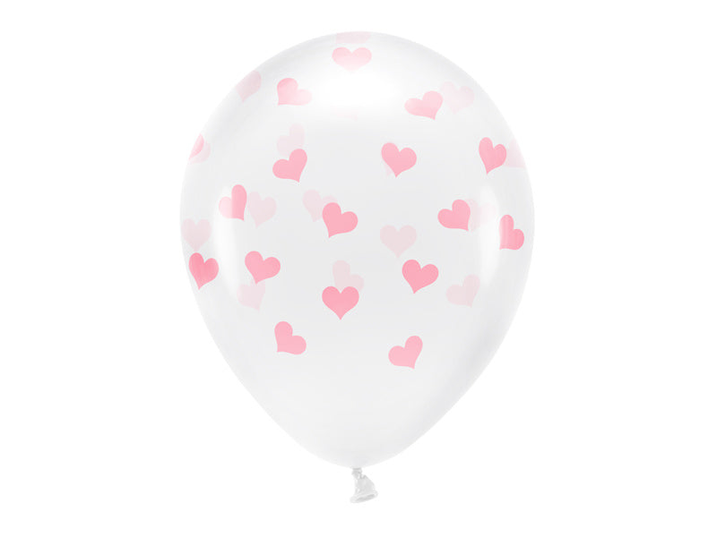 Balony białe jasnoróżowe serca 33cm 6szt