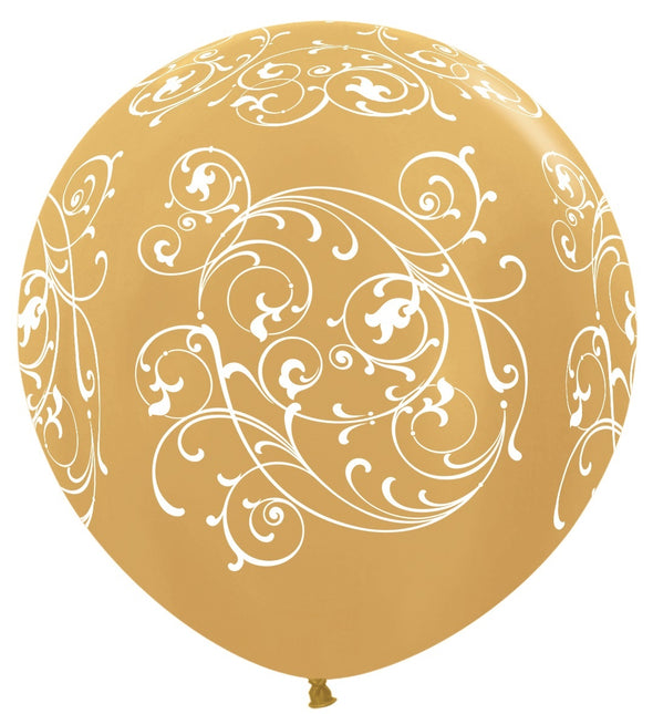 Balony Filigree Metallic Gold 91cm 2szt.