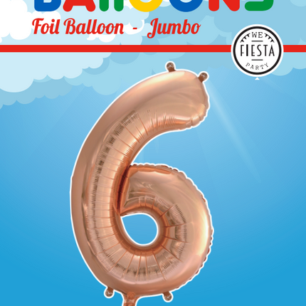 Balon foliowy Figurka 6 Rose Gold XL 86cm pusty