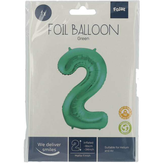 Balon foliowy Figurka 2 Matt Green XL 86cm pusty