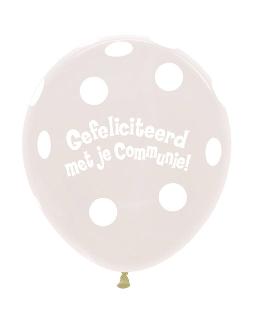 Balony Komunijne Kropki Przezroczyste 45cm 25szt