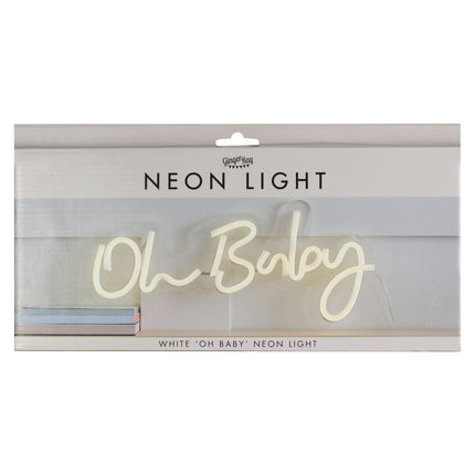 Biała lampa neonowa Oh Baby 34cm