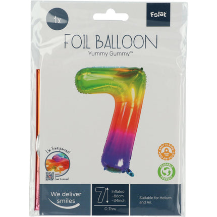 Balon foliowy Figurka 7 Rainbow XL 81cm pusty