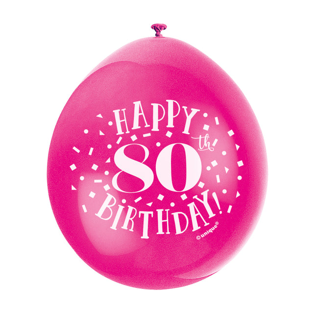 Balony Happy Birthday 80 lat 28cm 10szt