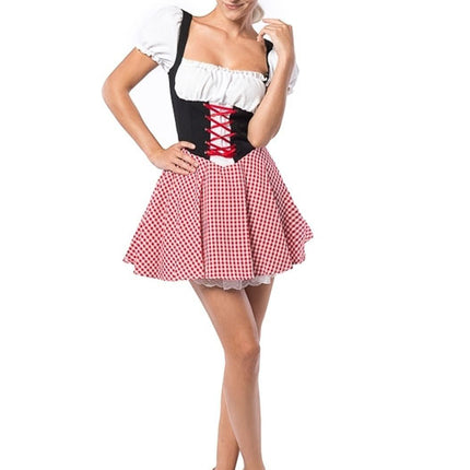 Sukienka Dirndl Oktoberfest czerwono-czarna