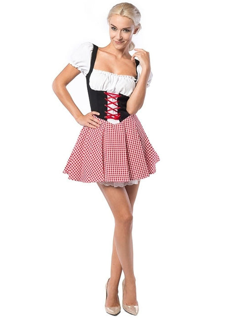 Sukienka Dirndl Oktoberfest czerwono-czarna