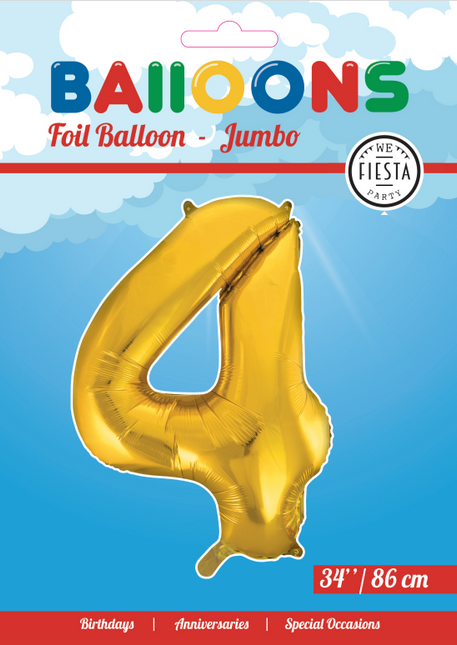 Balon foliowy Figurka 4 Gold XL 86cm pusty