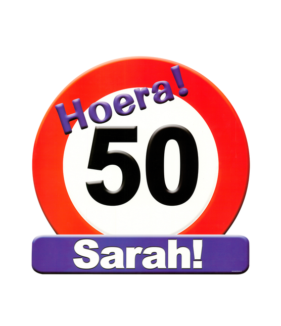 Znak na drzwi Sarah 50 lat Znak drogowy 50 cm