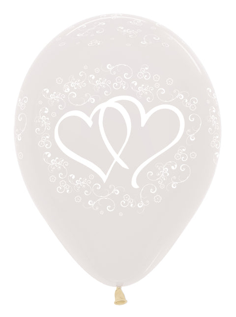 Balony Entwinted Hearts Crystal Clear 30cm 25szt