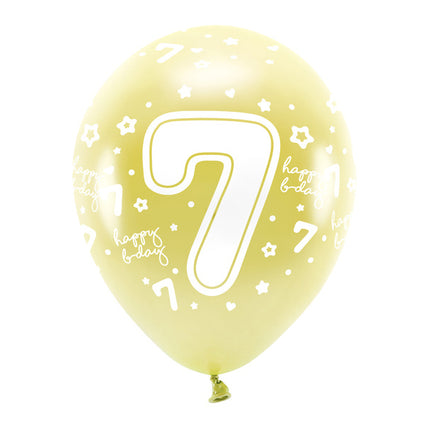 Balony 7 lat złote 33cm 6szt