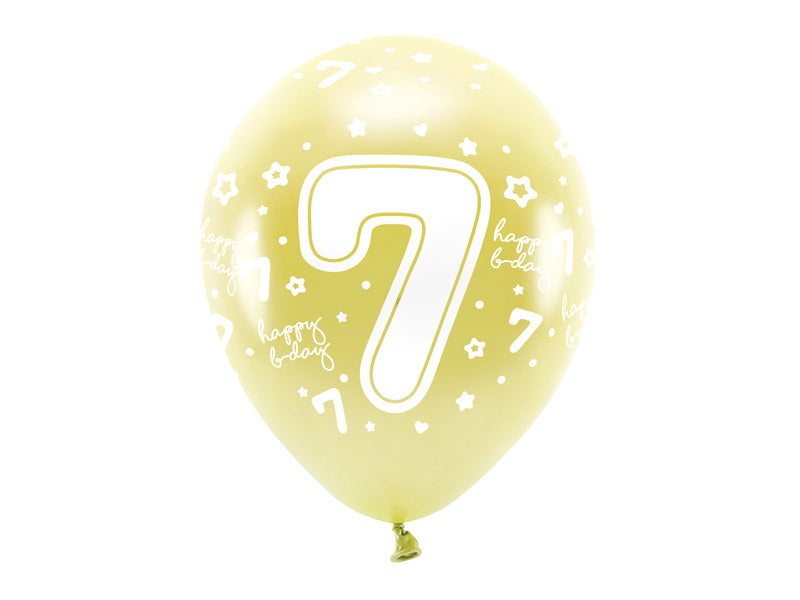 Balony 7 lat złote 33cm 6szt