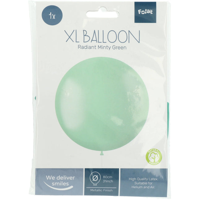 Balon metaliczny miętowy zielony 80 cm