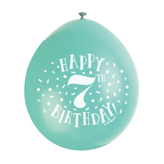 Balony Happy Birthday 7 lat 28cm 10szt