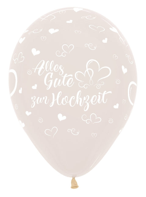 Balony Alles Gute zur Hochzeit Hearts Crystal Clear 30cm 25szt