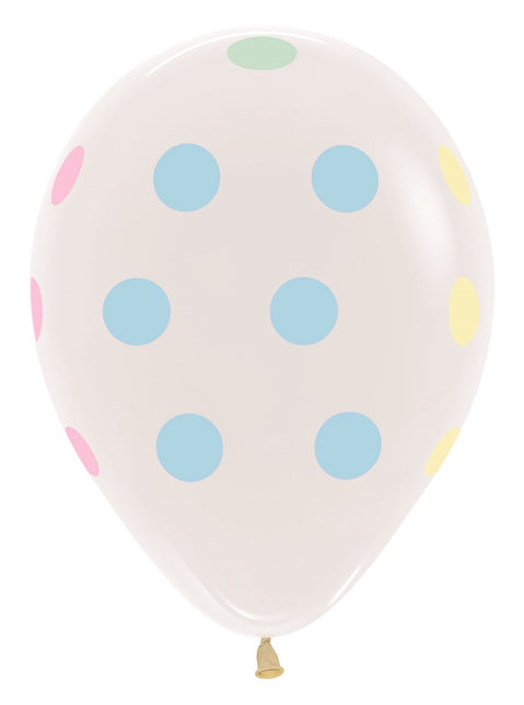 Balony Pastel Polka Dots Clear 30cm 25szt