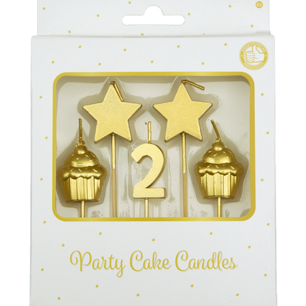 Świeczki 2 Years Cupcake Gold 17,5 cm