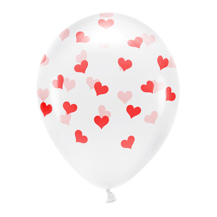 Balony białe czerwone serca 33cm 6szt