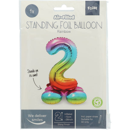 Balon foliowy Figurka 2 Rainbow ze stojakiem 72 cm