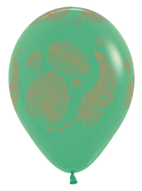 Balony Tropical Leaves Mix Gold Print 30cm 25szt