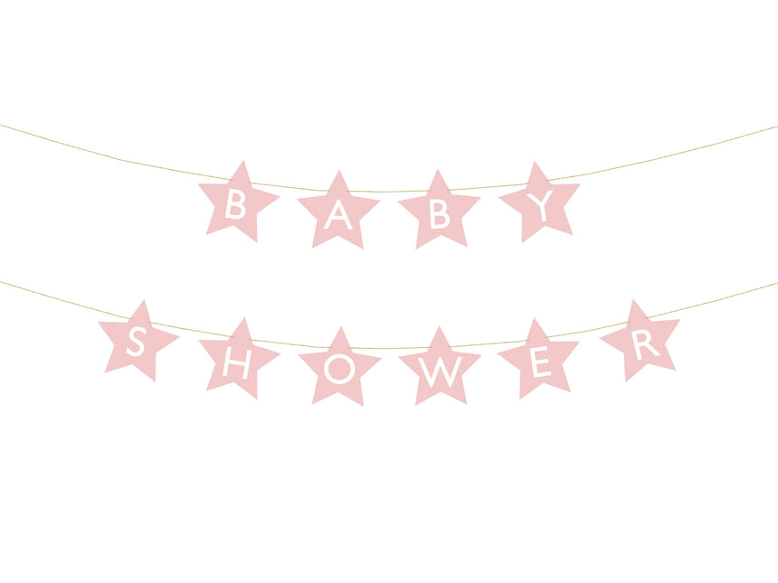 Różowa girlanda Baby Shower Stars 2,9 m