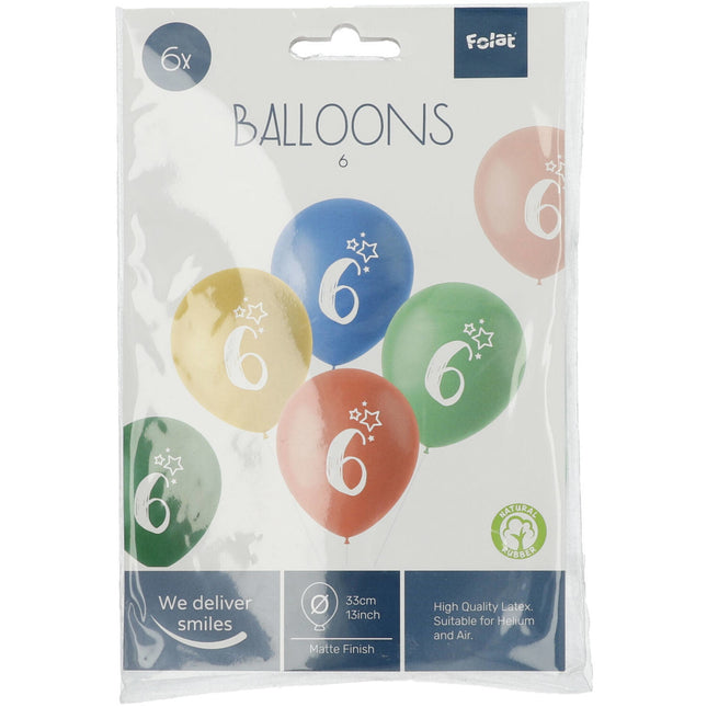 Balony 6 lat kolorowe 33cm 6szt