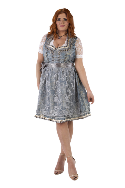 Złota srebrna sukienka Dirndl Oktoberfest Ladies 2 piece