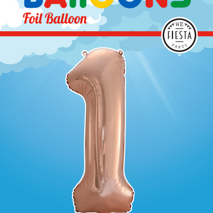 Balon foliowy figura 1 różowe złoto XL 86 cm pusty