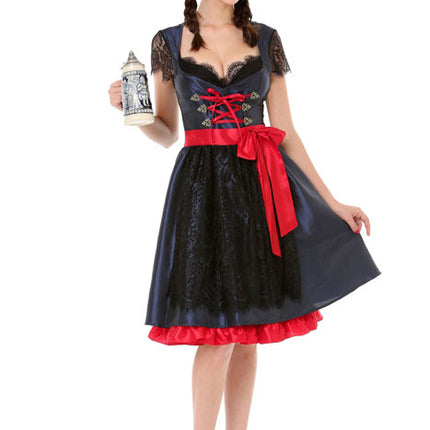 Dirndl Dress Oktoberfest Black Red Bow