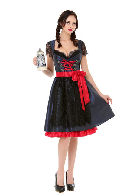 Dirndl Dress Oktoberfest Black Red Bow