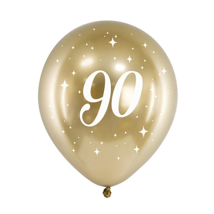 Balony 90 lat złote 30cm 6szt