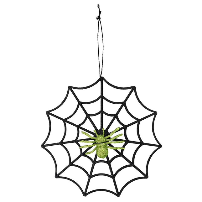 Halloween Glitter Spiderweb Pająk 30 cm