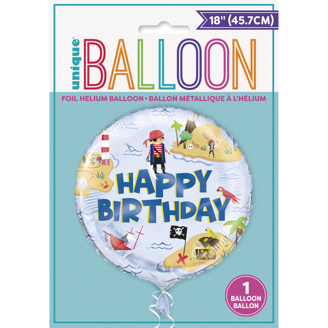 Balon helowy Piraci Happy Birthday 45 cm pusty