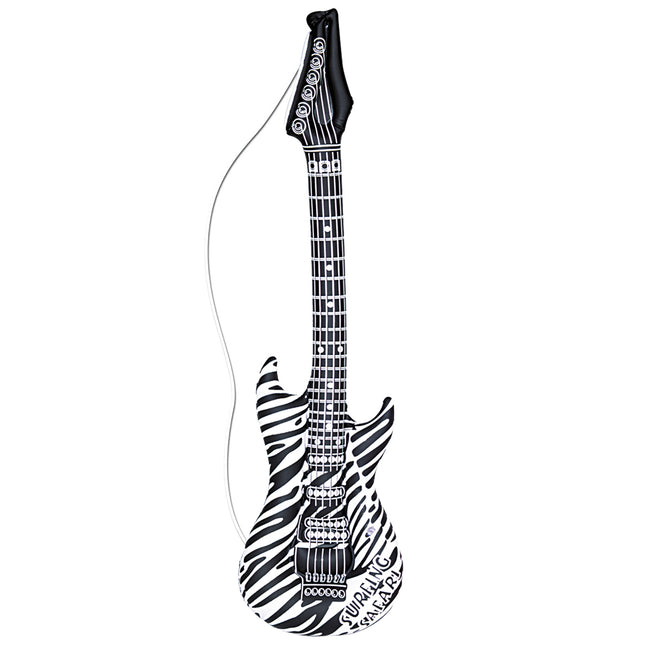 Fałszywa gitara Zebra czarno-biała nadmuchiwana 1,05 m