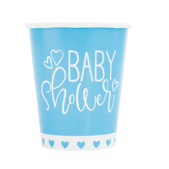 Kubeczki na baby shower niebieskie 266ml 8szt