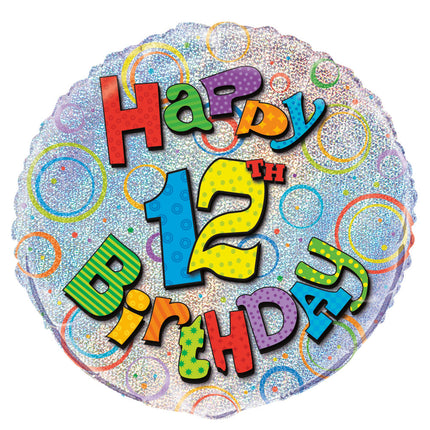 Balon helowy 12 lat Glitter 45 cm pusty