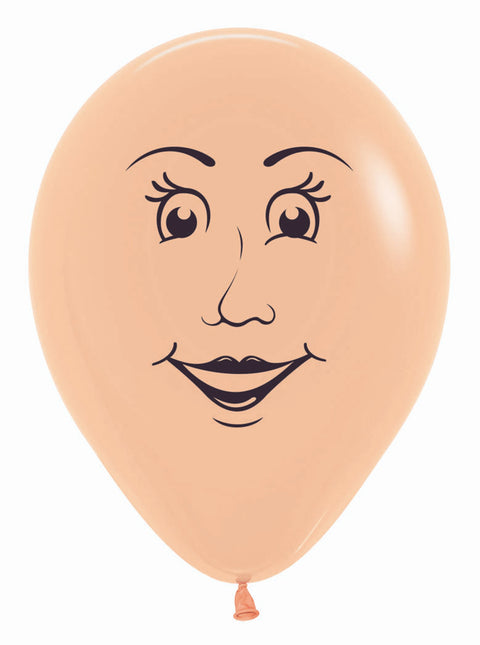 Balony Twarz Kobiety Brzoskwiniowy Róż 30cm 25szt