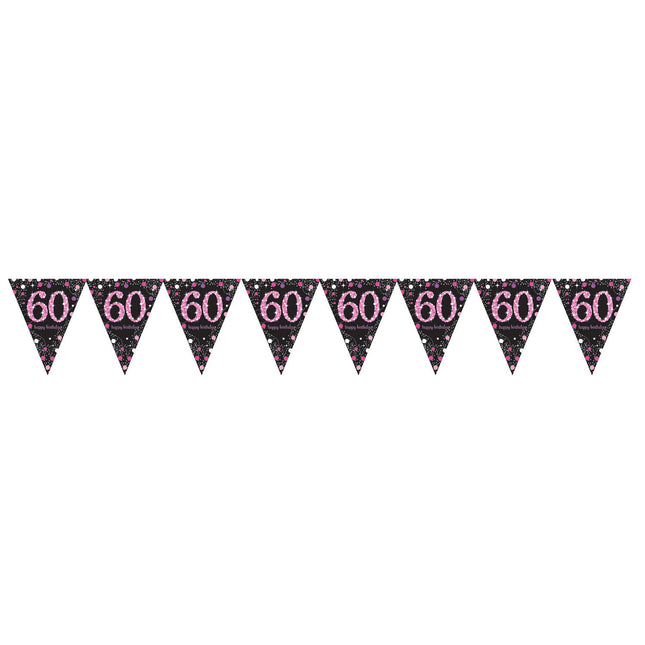 Girlanda 60 Years Happy Birthday Pink 4m