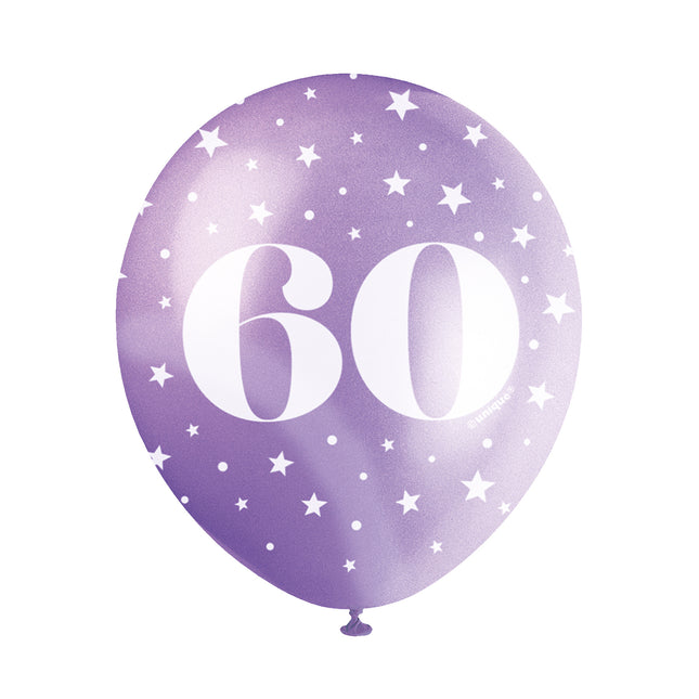 Balony 60 lat konfetti 30cm 5szt