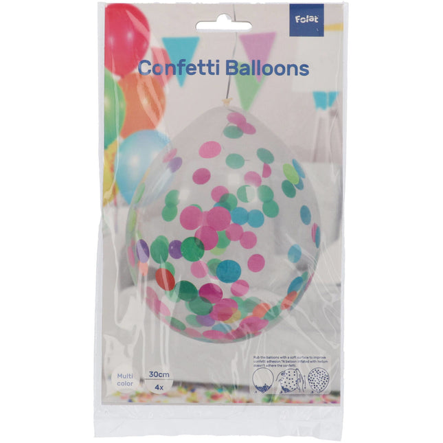 Balony konfetti kolorowe 30cm 4szt.