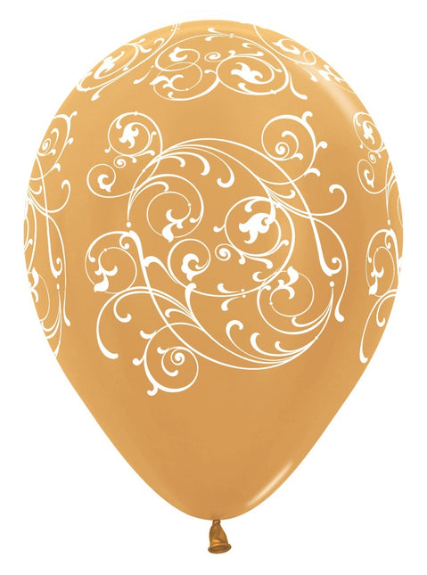 Balony Filigree Metallic Gold 30cm 25szt