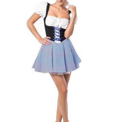 Dirndl Dress Oktoberfest w kratkę niebieski