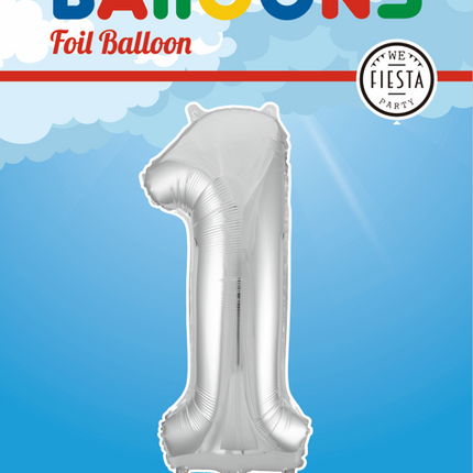 Balon foliowy Figurka 1 Srebrny XL 86 cm pusty