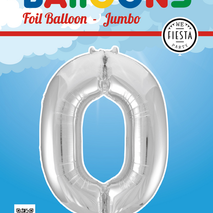 Balon foliowy Figura 0 Srebrny XL 86 cm pusty