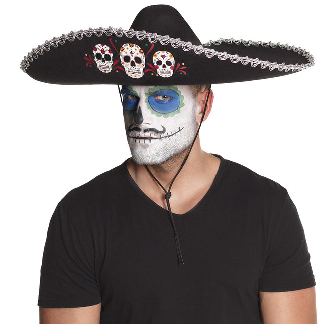 Halloweenowe Sombrero Czaszki 56cm