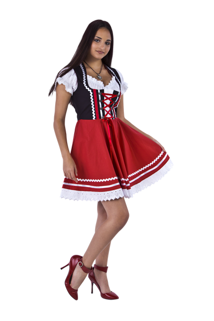 Dirndl 2-dlg.czarna/czerwona, bluzka Carmen