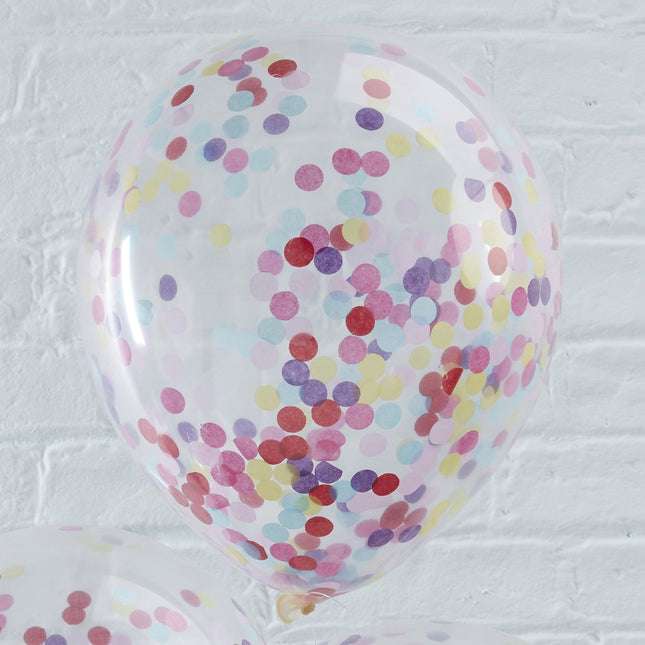 Balony konfetti kolorowe 30cm 5szt