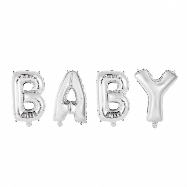 Zestaw balonów z literkami Baby Silver 41 cm