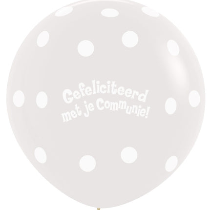 Balony komunijne Polka Dots Crystal Clear 91cm 2szt.